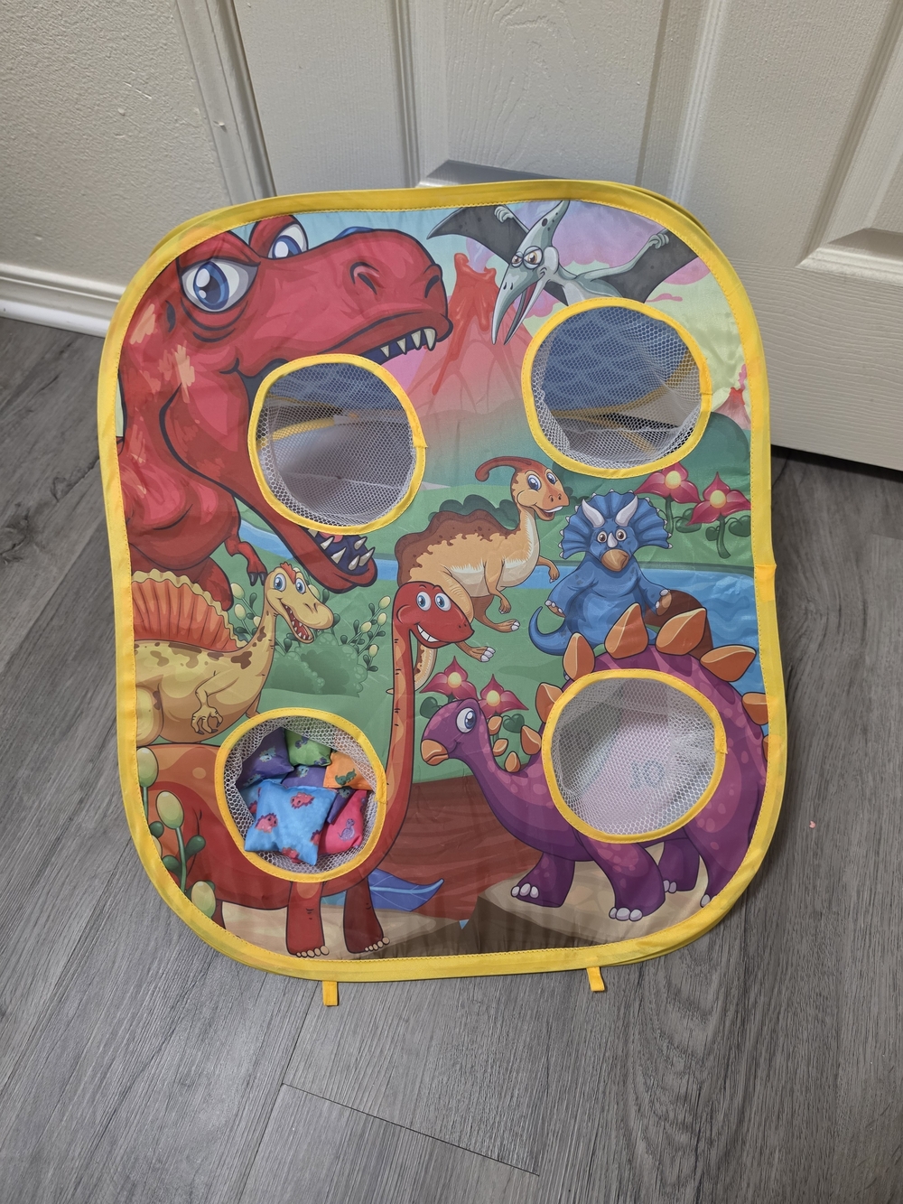 Kids Dinosaur Toss Game Pop-Up Organizer - Yellow